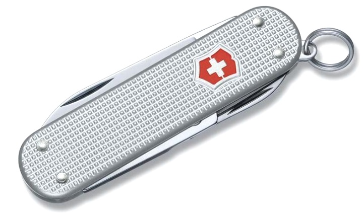 Нож-брелок Victorinox Classic Alox, 58 мм, 5 функций, рифлёный алюминий