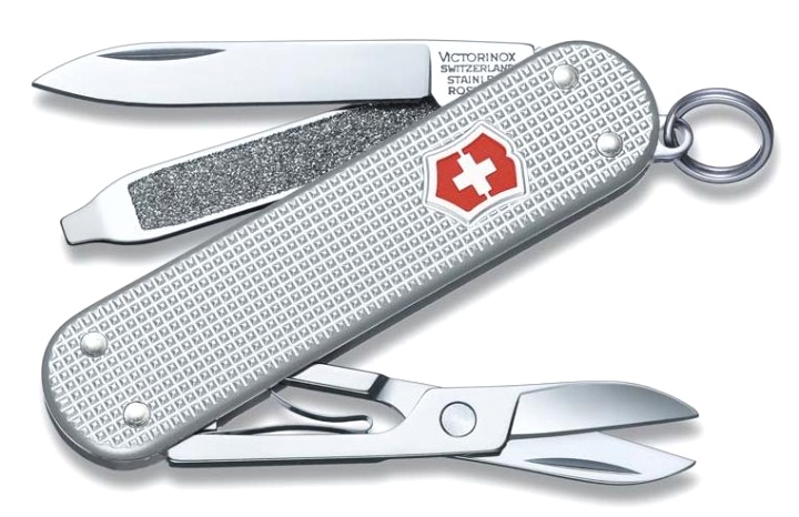 Нож-брелок Victorinox Classic Alox, 58 мм, 5 функций, рифлёный алюминий