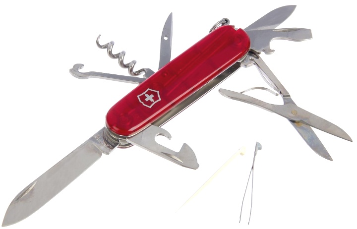 Нож Victorinox Climber, 91 мм, 14 функций, полупрозрачный красный