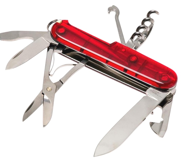 Нож Victorinox Climber, 91 мм, 14 функций, полупрозрачный красный