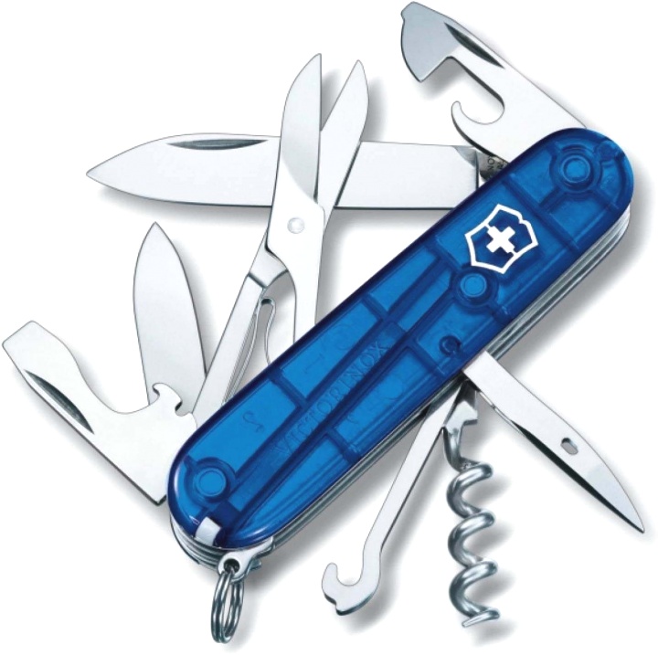 Нож Victorinox Climber, 91 мм, 14 функций, полупрозрачный синий