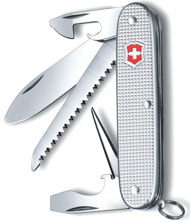 Нож Victorinox Farmer, 93 мм, 9 функций, рифлёный алюминий