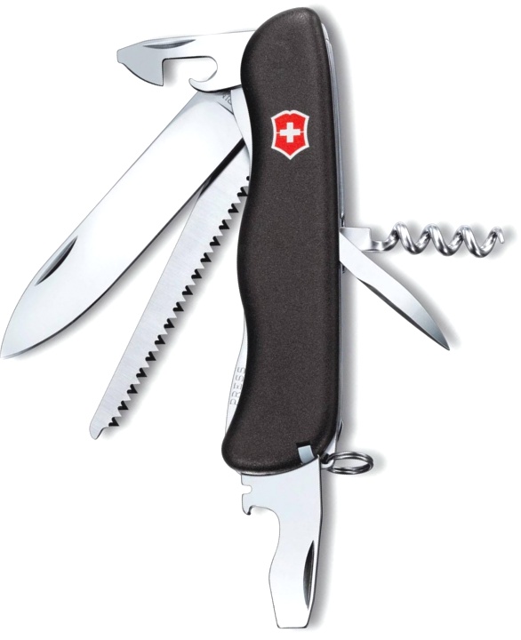 Нож Victorinox Forester, 111 мм, 12 функций, с фиксатором лезвия, черный