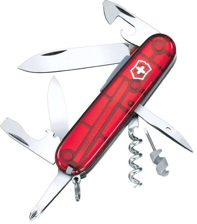 Нож Victorinox Spartan Lite, 91 мм, 15 функций, полупрозрачный красный