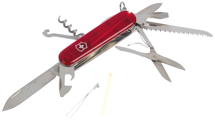 Нож Victorinox Huntsman, 91 мм, 15 функций, полупрозрачный красный