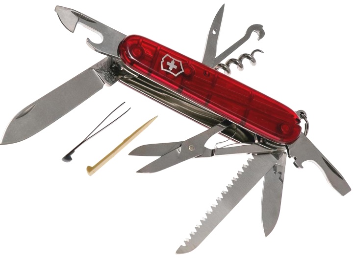 Нож Victorinox Huntsman, 91 мм, 15 функций, полупрозрачный красный