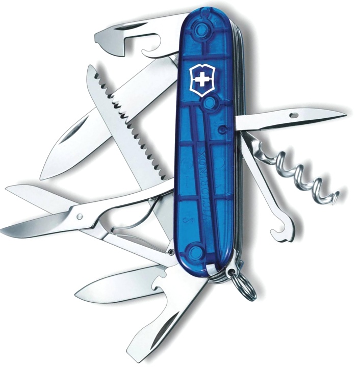 Нож Victorinox Huntsman, 91 мм, 15 функций, полупрозрачный синий