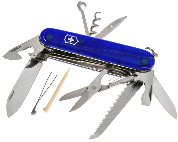 Нож Victorinox Huntsman, 91 мм, 15 функций, полупрозрачный синий