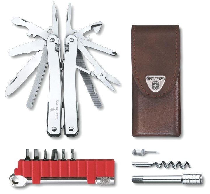  Мультитул Victorinox SwissTool Spirit X Plus Ratchet, 105 мм, 36 функций, кожаный чехол