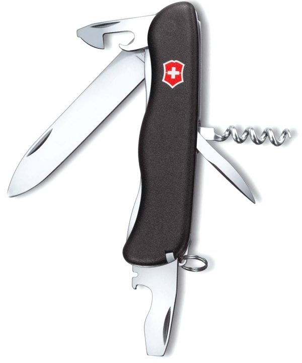 Нож Victorinox Picknicker, 111 мм, 11 функций, с фиксатором лезвия, черный