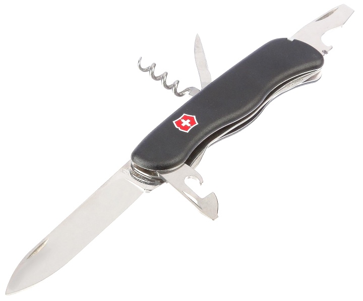 Нож Victorinox Picknicker, 111 мм, 11 функций, с фиксатором лезвия, черный