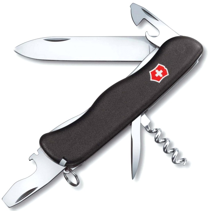 Нож Victorinox Picknicker, 111 мм, 11 функций, с фиксатором лезвия, черный