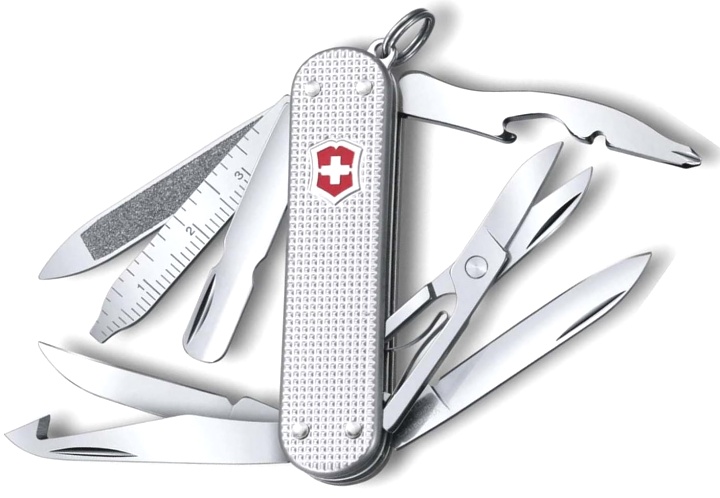  Нож-брелок Victorinox MiniChamp, 58 мм, 15 функций, рифлёный алюминий