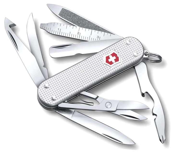  Нож-брелок Victorinox MiniChamp, 58 мм, 15 функций, рифлёный алюминий