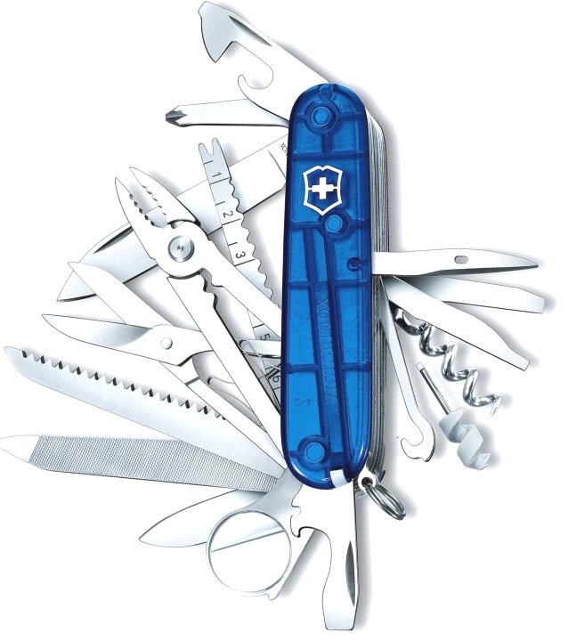  Нож Victorinox Swiss Champ, 91 мм, 33 функции, полупрозрачный синий