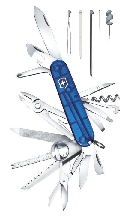  Нож Victorinox Swiss Champ, 91 мм, 33 функции, полупрозрачный синий