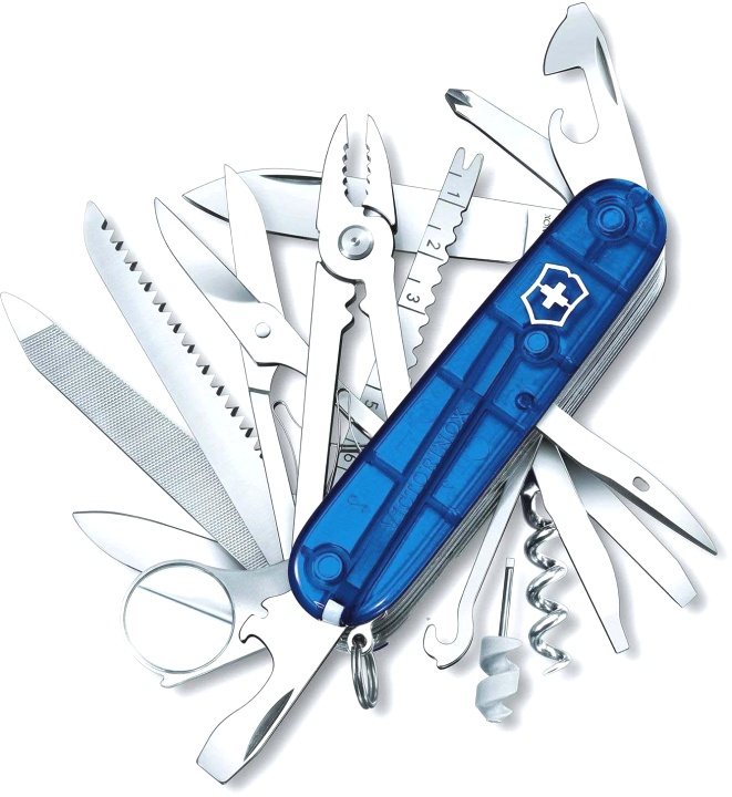  Нож Victorinox Swiss Champ, 91 мм, 33 функции, полупрозрачный синий