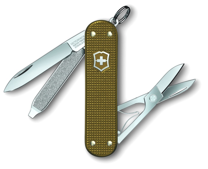  Нож-брелок Victorinox Classic Alox, 58 мм, 5 функций, рифлёный коричневый алюминий