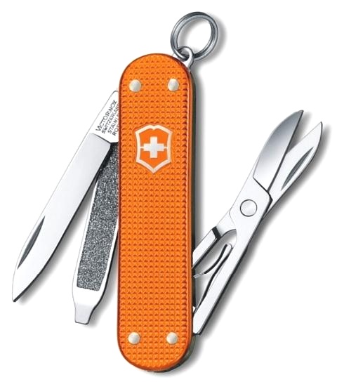  Нож-брелок Victorinox Classic Alox, 58 мм, 5 функций, рифлёный оранжевый алюминий