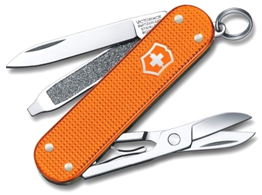  Нож-брелок Victorinox Classic Alox, 58 мм, 5 функций, рифлёный оранжевый алюминий