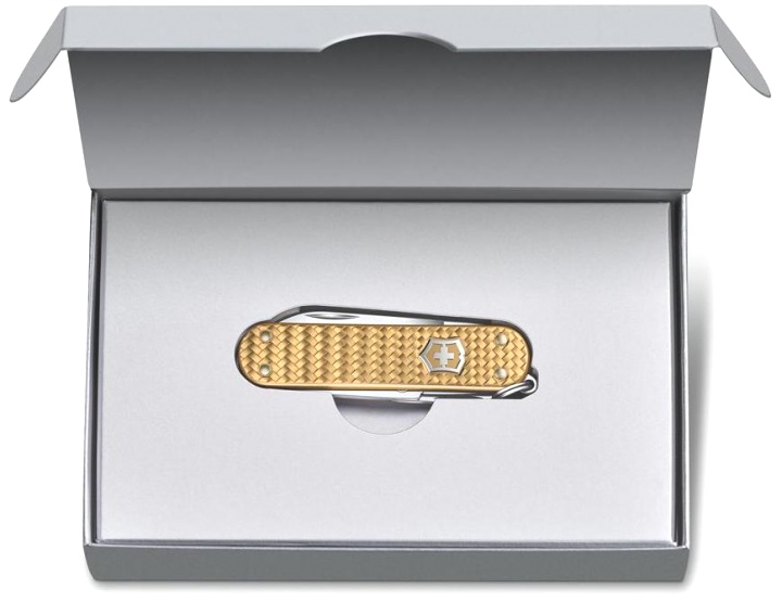  Нож-брелок Victorinox Classic SD Precious Alox Brass Gold, 58 мм, 5 функций, золотистый