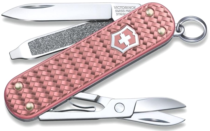  Нож-брелок Victorinox Classic SD Precious Alox Gentle Rose, 58 мм, 5 функций, розовый