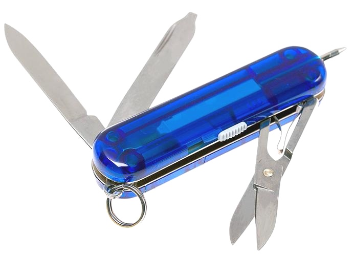  Нож-брелок Victorinox Signature Lite, 58 мм, 7 функций, полупрозрачный синий