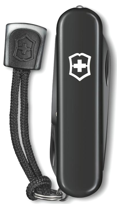  Нож-брелок Victorinox Signature Lite Onyx Black, 58 мм, 8 функций, чёрный с темляком