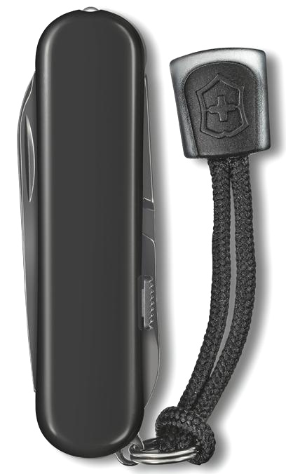  Нож-брелок Victorinox Signature Lite Onyx Black, 58 мм, 8 функций, чёрный с темляком