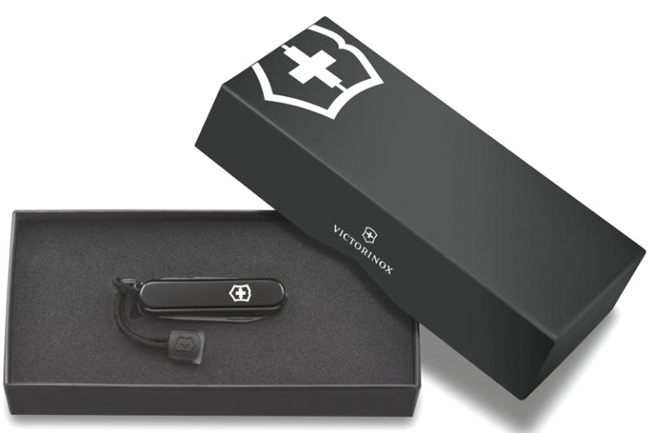  Нож-брелок Victorinox Signature Lite Onyx Black, 58 мм, 8 функций, чёрный с темляком