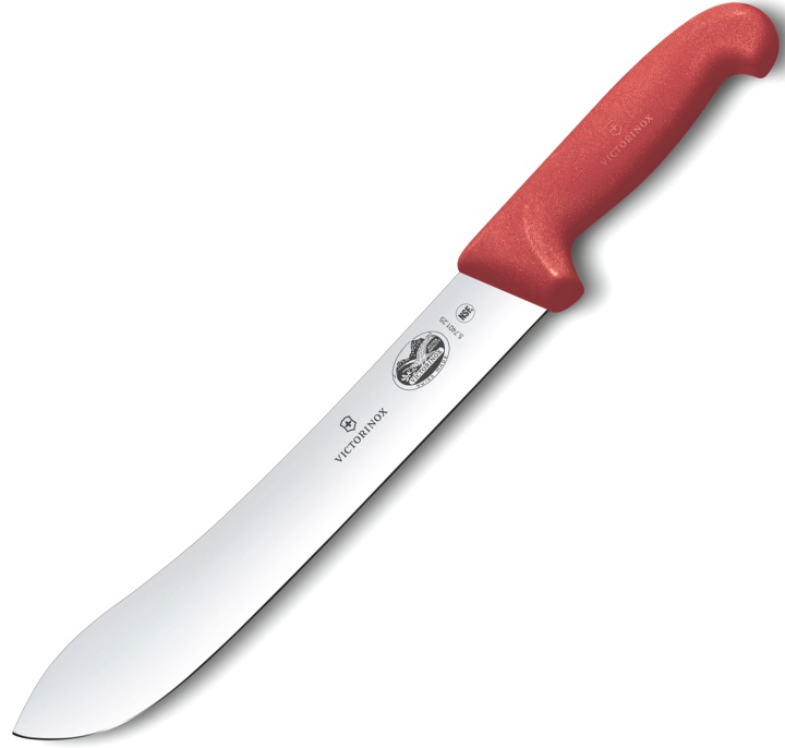  Нож кухонный Victorinox Butchers knife, стальной, разделочный, лезвие 250мм, прямая заточка, красный