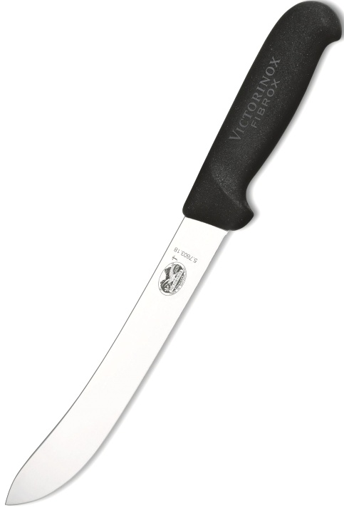  Нож кухонный Victorinox Butchers Safety Nose, стальной, разделочный, для мяса, лезв.180мм, черный