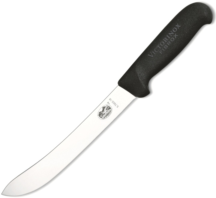  Нож кухонный Victorinox Butchers Safety Nose, стальной, разделочный, для мяса, лезв.180мм, черный