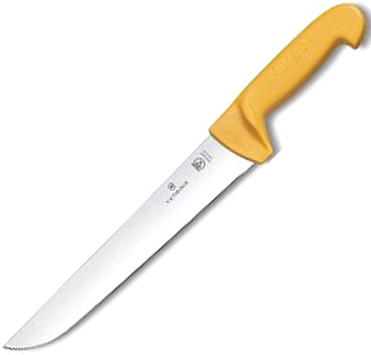  Нож кухонный Victorinox Swibo, стальной, разделочный, для мяса, лезвие 290мм, прямая заточка, желтый