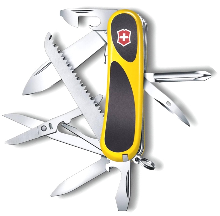  Нож Victorinox Evolution Grip S18, 85 мм, 15 функций, с фиксатором лезвия, желтый с черными вставками