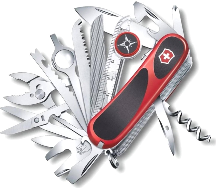 Нож Victorinox Evolution Grip S54, 85 мм, 32 функций, с фиксатором лезвия, красный с черными вставками