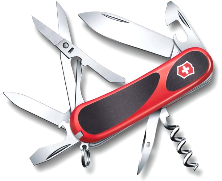  Нож Victorinox Evolution Grip S14, 85 мм, 14 функций, красный с черными вставками