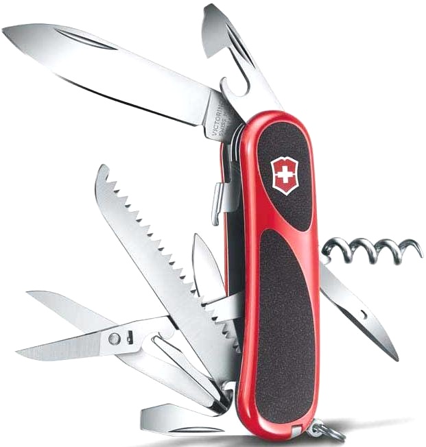 Нож Victorinox Evolution Grip S17, 85 мм, 15 функций, с фиксатором лезвия, красный с черными вставками