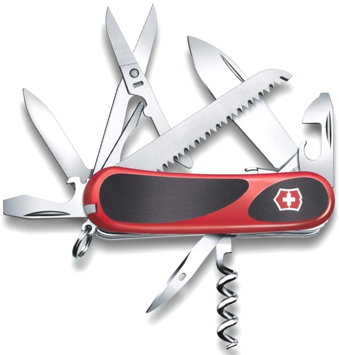 Нож Victorinox Evolution Grip S17, 85 мм, 15 функций, с фиксатором лезвия, красный с черными вставками