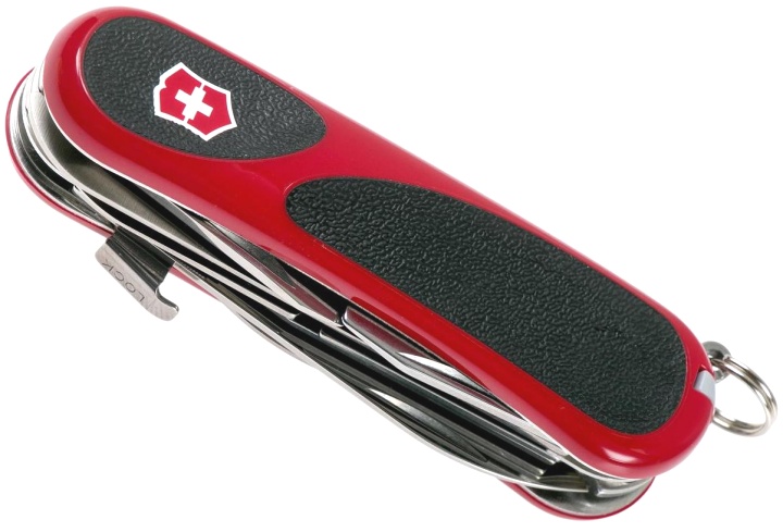 Нож Victorinox Evolution Grip S17, 85 мм, 15 функций, с фиксатором лезвия, красный с черными вставками