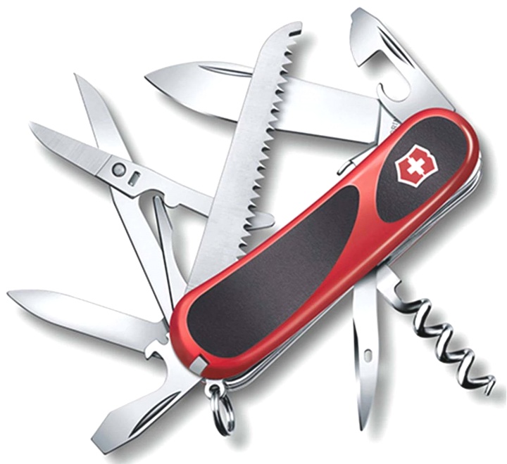 Нож Victorinox Evolution Grip S17, 85 мм, 15 функций, с фиксатором лезвия, красный с черными вставками