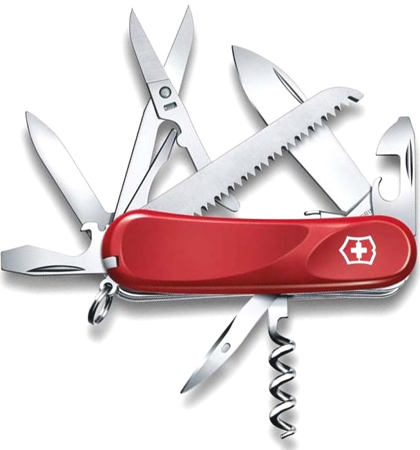  Нож Victorinox Evolution S17, 85 мм, 15 функций, с фиксатором лезвия, красный