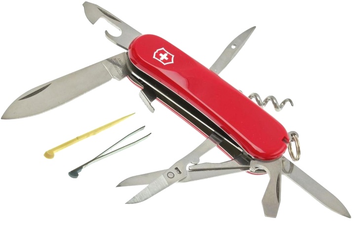  Нож Victorinox Evolution S17, 85 мм, 15 функций, с фиксатором лезвия, красный