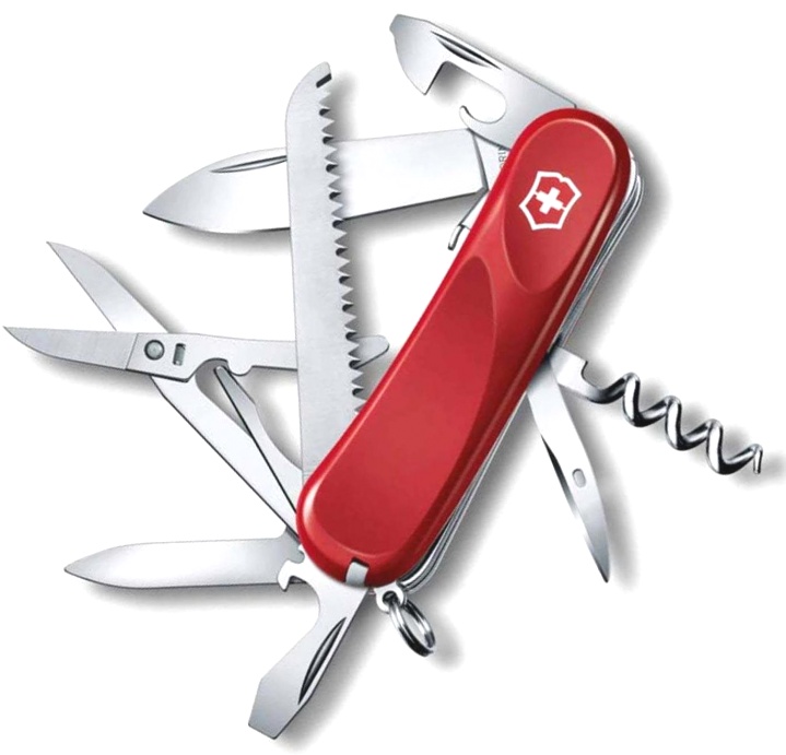  Нож Victorinox Evolution S17, 85 мм, 15 функций, с фиксатором лезвия, красный