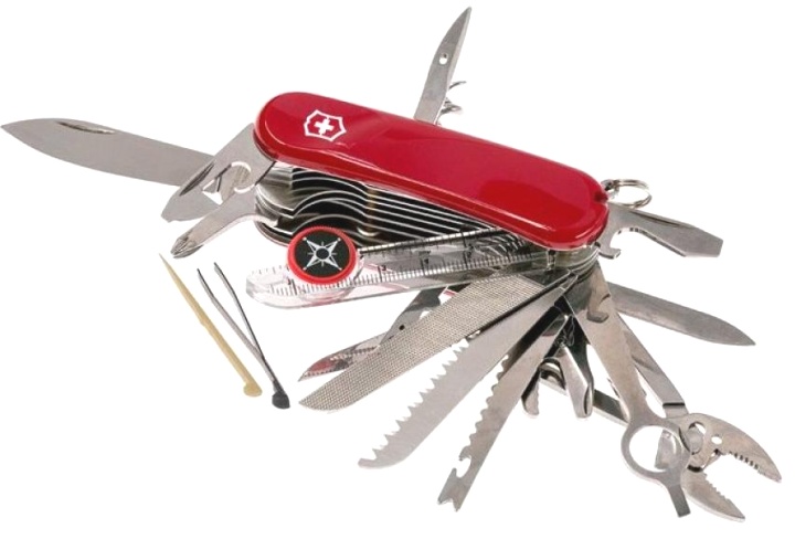 Нож Victorinox Evolution S54, 85 мм, 32 функции, с фиксатором лезвия, красный