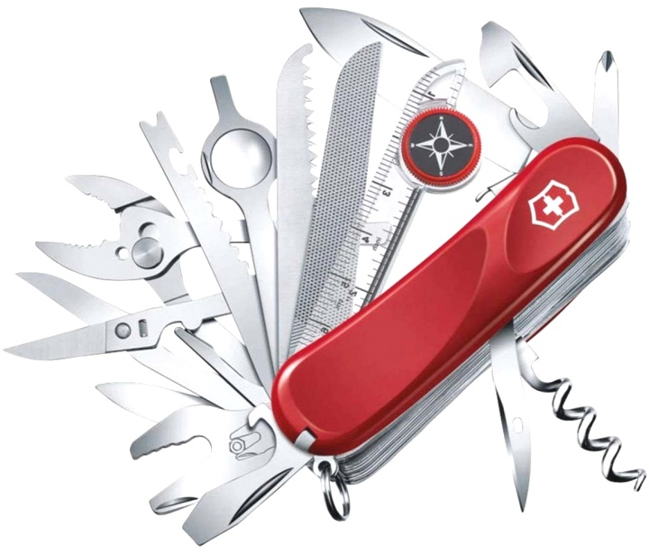 Нож Victorinox Evolution S54, 85 мм, 32 функции, с фиксатором лезвия, красный