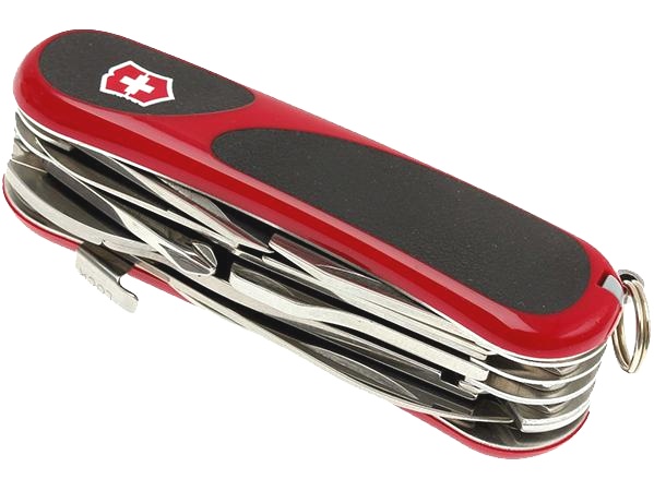  Нож Victorinox Evolution S557, 85 мм, 21 функция, с фиксатором лезвия, красный с черными вставками