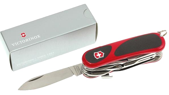  Нож Victorinox Evolution S557, 85 мм, 21 функция, с фиксатором лезвия, красный с черными вставками