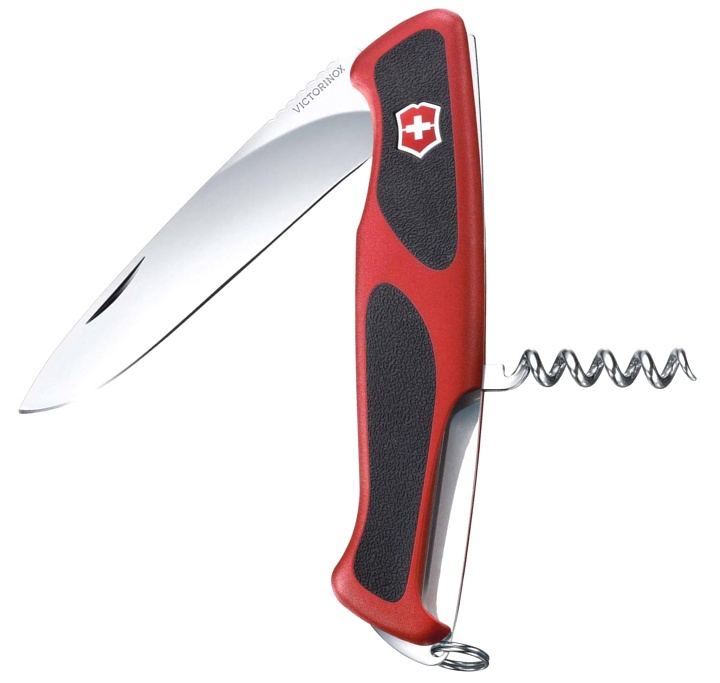 Нож Victorinox RangerGrip 52, 130 мм, 5 функций, с фиксатором лезвия красный с черными вставками