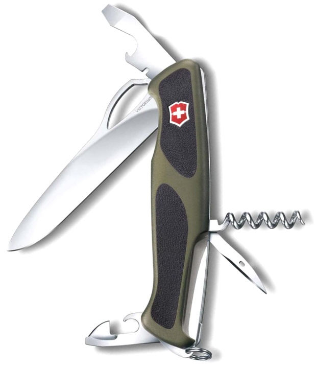 Нож Victorinox RangerGrip 61, 130 мм, 11 функций, с фиксатором лезвия, зеленый с черными вставками